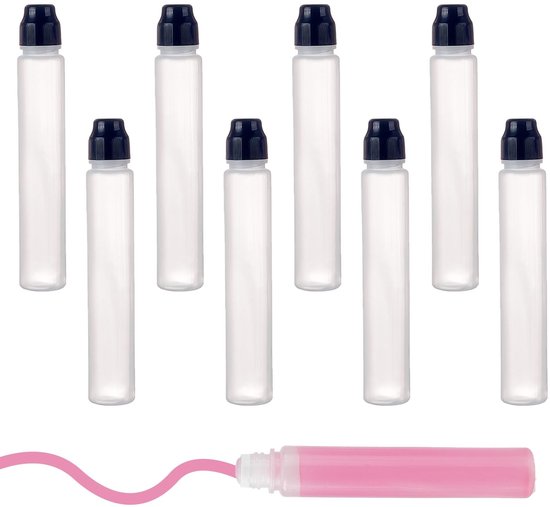 Dailygoods- Viltstiften 8 stuks - Navulbare Tampon-flessen - Puntige Punt - Kunsthars - Betrouwbaar en Eenvoudig te Bedienen - Afmetingen 124 x 24 mm - Kleurflessen