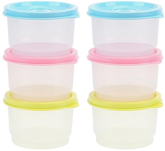 Dailygoods- Voedselbewaarcontainers 6 delig - Lekvrije Opbergdozen - Geschikt voor Vriezer/Magnetron - Stapelbaar - 160 ml - Kunststof