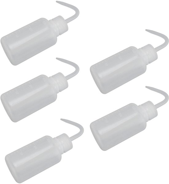 Dailygoods- Wasfles Set van 5 - Plastic Squeeze Flessen - Duidelijke Markeringen - Strakke Sluitingen - Voor Laboratorium en Planten - Precieze Watertoevoer - Schoonmaakfles