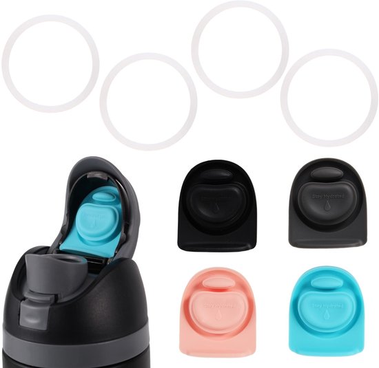 Dailygoods- Waterfles Accessoires - 4x Vervangstopper - 4x Siliconen Sealing Ring - Compatibel met Owala - BPA Vrij - 4x3.8cm - Waterflesaccessoires