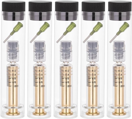 Dailygoody - Herbruikbare Glazen Spuit - Doseerspuiten - Geschikt voor Laboratorium en Huisdieren - 5 Sets - 1 ml - Inclusief Luer Lock