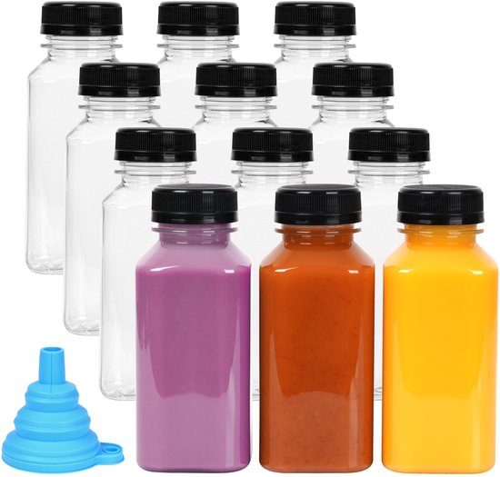 Dailygoody - Herbruikbare Plastic Flesjes - Kleine Drinkflessen - 12 Pak - Doorzichtig - Ideaal voor Water en Sappen - Perfect voor Reizen