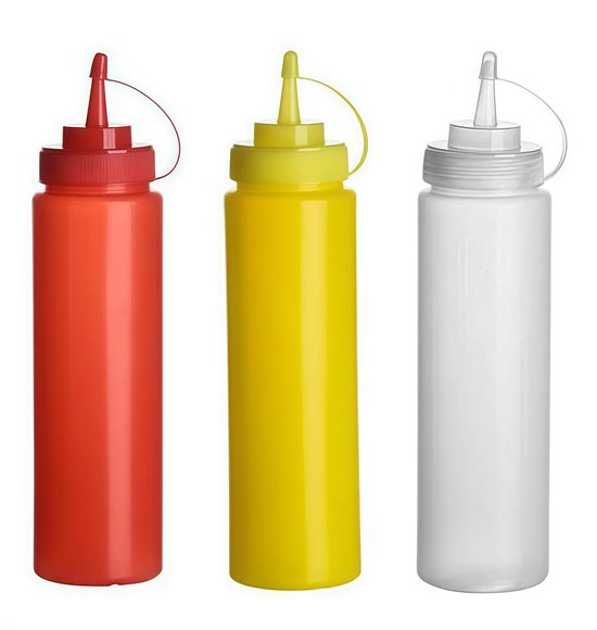 Dailygoody - Herbruikbare Squeeze Flessen - 360ml - Perfect voor Sauzen - Ketchup en Mosterd - Ideaal voor Dressing - Handig voor Keuken - Set van 3