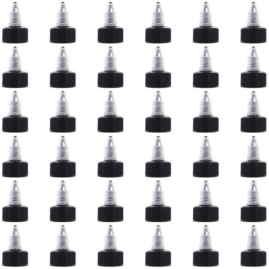 Dailygoody - Knijpflesdop - 36 stuks - Natuurlijke twist-caps - Zwart - Reservedoppen voor knijpflessen - Perfect voor hobbyisten - 27 mm diamete