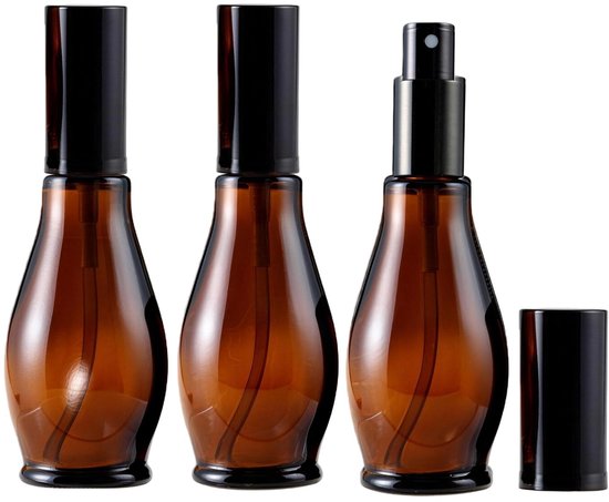 Dailygoody - Sprayflessen - 3 Stuks - Herbruikbare Glazen Fles - Amberkleur - Voor Cosmetica en Schoonmaak - 100 ml - Fijne Mistverstuiver