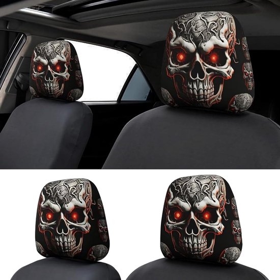 Daity 1 paar - Geestgezicht hoofdsteunhoezen - griezelige enge hoofdsteunhoezen voor auto's - Grappig wasbaar ademend gezicht auto hoofdsteun hoes beschermer voor Halloween