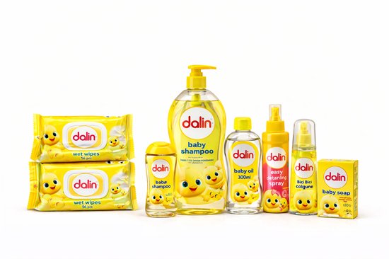 Dalin Baby Care Set 7-Piece – Shampoo, Baby Oil, Cologne, Detangling Spray, Soap & Wet Wipesx2 – Complete Baby Hygiene Set van Merkloos