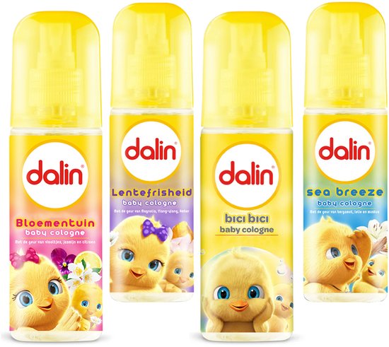 Dalin Baby Cologne 4 x 150 ml Frisse en Zachte Geur voor de Gevoelige Babyhuid Mix van 4 Geuren van Dalin