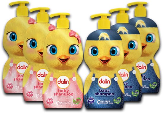 Dalin Baby Shampoo, 98% natuurlijke ingrediënten, anti-prik formule, veilig voor de gevoelige huid - 6 x 500ml van Merkloos