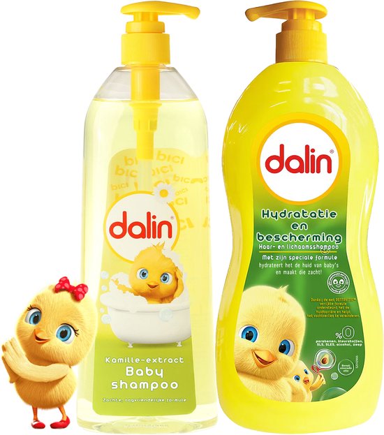 Dalin Baby Shampoo Set Hydraterende Shampoo en Kamille Shampoo 2 x 700 ml Veilig voor Gevoelige Babyhuid van Dalin