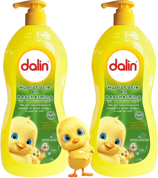 Dalin Hydraterende & Beschermende Haar en Lichaamshampoo 2 x 700 ml – Hypoallergeen, Zonder Parabenen, SLS/SLES, Alcohol of Kleurstoffen van Merkloos