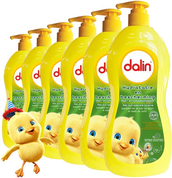 Dalin Hydraterende & Beschermende Haar en Lichaamshampoo 6 x 700 ml – Hypoallergeen, Zonder Parabenen, SLS/SLES, Alcohol of Kleurstoffen van Dalin