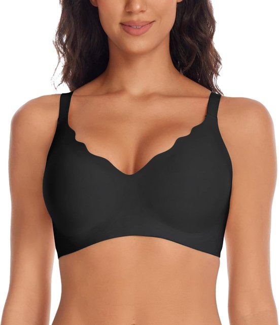 Dames zonder beugel naadloze push-up beha V-hals sterke grip zachte comfortabele beha strijkloos T-shirt bralette