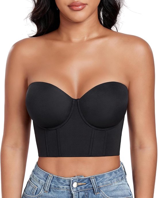 Damesbeha, strapless push-up beha, shapewear, ondergoed met beugel, grote maten, sterke ondersteuning, korsetbeha