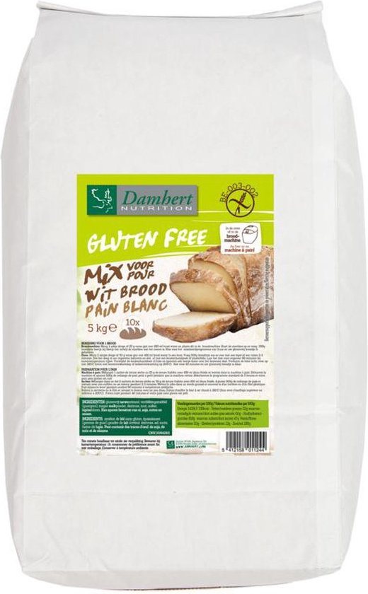 Damhert Gluten Free Broodmix Wit Groot 5000GR van DAM