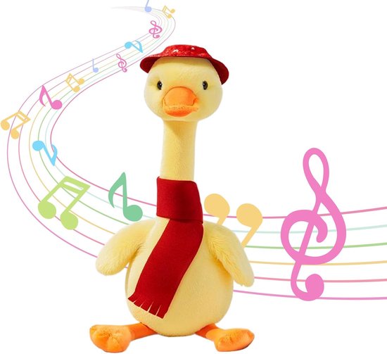 Dansende Eend Speelgoed - Interactieve Knuffel - Zintuiglijk Spel - Kalmerende Pluche - 31 cm Hoog - Geel