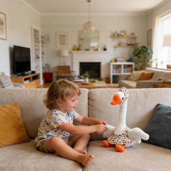 Dansende Gans Knuffel - Interactief Speelgoed - Kinderkamer Decoratie - Stemopname Functie - 34 cm Hoog