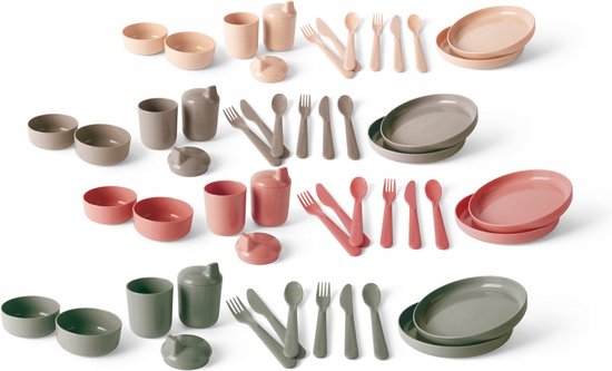 Dantoy TINY Dinnertime Serviesset (56-delig) - (4 sets van 14 stuks) van Dantoy