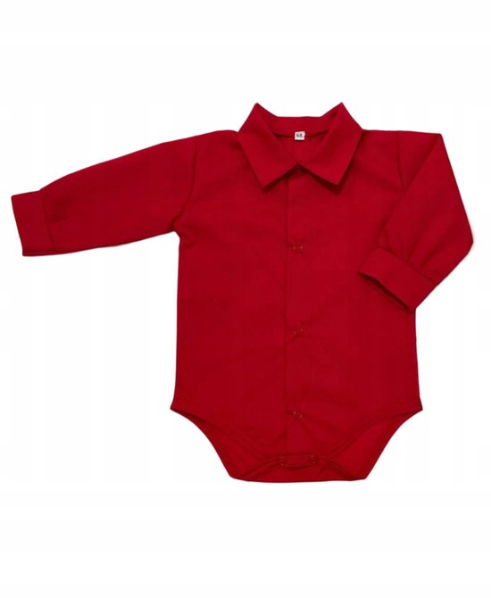 Dartomik - Body met Lange Mouwen - Rood - Kraag - Voor Jongens