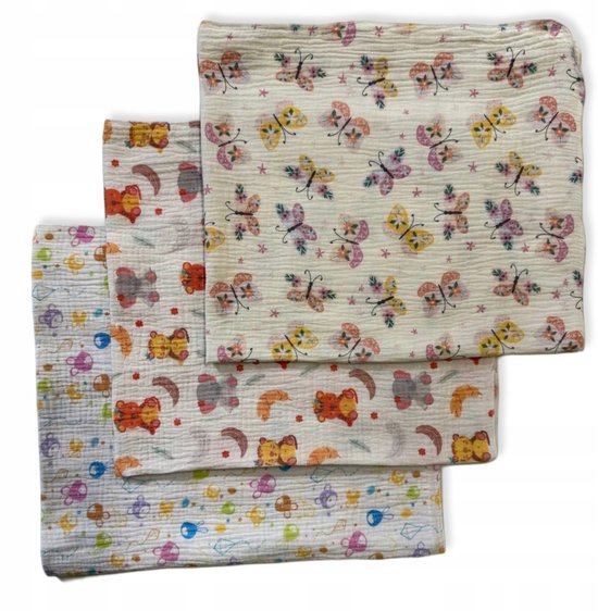 Dartomik - Hydrofiele Luier Mini - 38x38 cm - 3-pak - Katoen Musselin van Merkloos