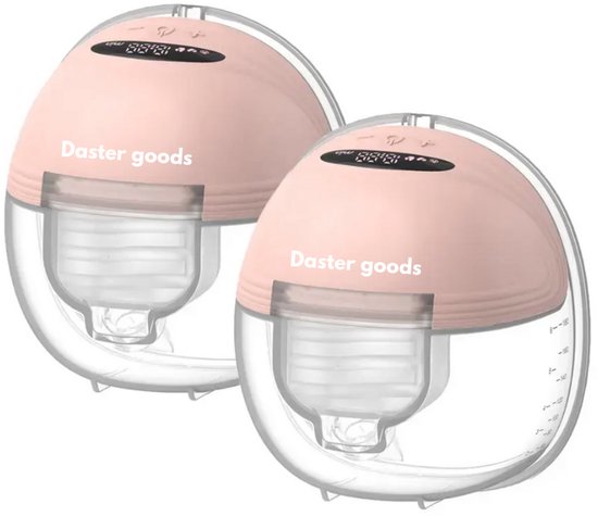 Daster goods® - Elektrische Draadloze Borstkolf - Handsfree & Draagbaar - Dubbele Borstkolf - Inclusief 10 Bewaarzakjes - Roze - PRO Versie van Daster goods®
