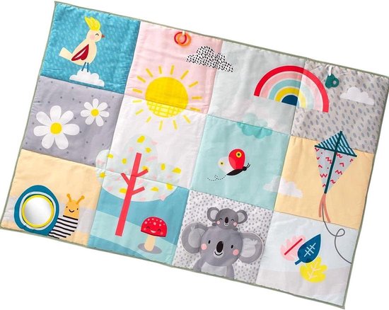 Daydream Baby Mat - Super Padded Sensory Play Mat with Carry Handle, Baby safe Mirror, Teether, and Easy Clean Fabric - 0 month + van Bright Starts