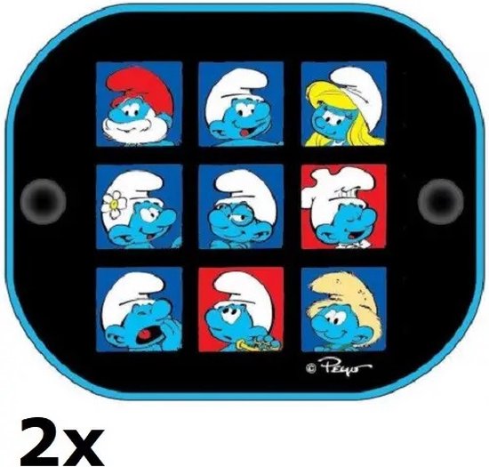 De smurfen - set van 2 zonneschermen voor in de auto - 45x35 cm. van De Smurfen