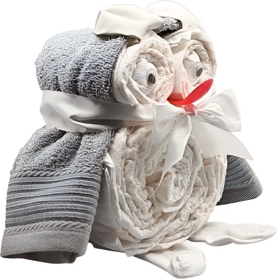 De Zoetebekjes® De Uiltjesknapper – Luiertaart Uil – Kraamcadeau Jongen of Meisje – 14 luiers – Grijs – Pampertaart