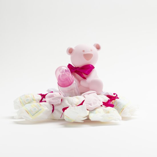 De Zoetebekjes - Luiertaart - Kraamcadeau - De Bergverzetter - Roos - Meisjes van De Zoetebekjes