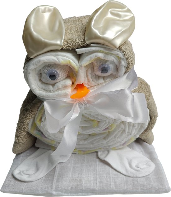De Zoetebekjes - Luiertaart - Kraamcadeau - De Uiltjesknapper - Beige van De Zoetebekjes