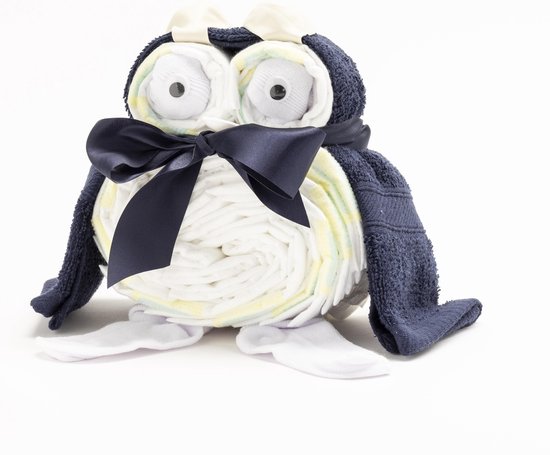 De Zoetebekjes - Luiertaart - Kraamcadeau - De Uiltjesknapper - Donker Blauw van De Zoetebekjes