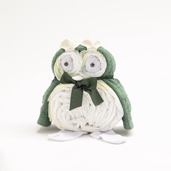 De Zoetebekjes - Luiertaart - Kraamcadeau - De Uiltjesknapper - Groen van De Zoetebekjes