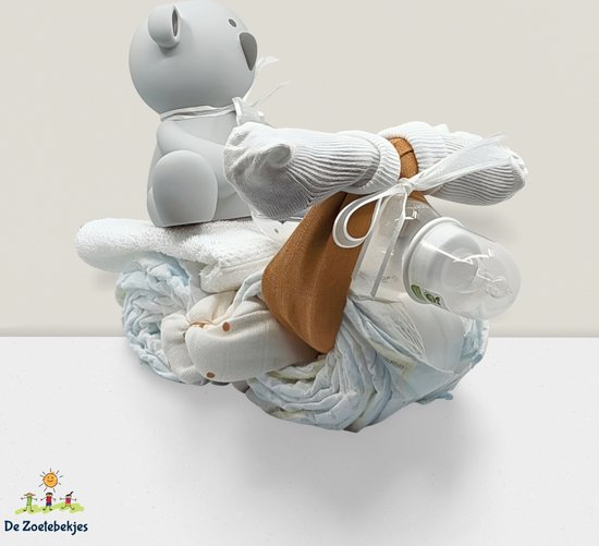 De Zoetebekjes - Luiertaart - Kraamcadeau - Sleesloeber - Grijs van De Zoetebekjes