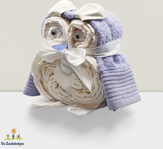 De Zoetebekjes - Luiertaart - Kraamcadeau - Uiltjesknapper - Lavendel van De Zoetebekjes