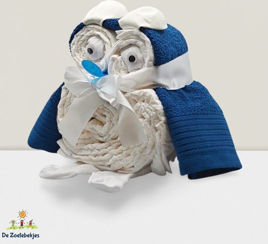 De Zoetebekjes - Luiertaart - Kraamcadeau - Uiltjesknapper - Marine Blauw van De Zoetebekjes