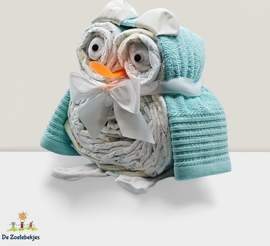 De Zoetebekjes - Luiertaart - Kraamcadeau - Uiltjesknapper - Munt Groen van De Zoetebekjes