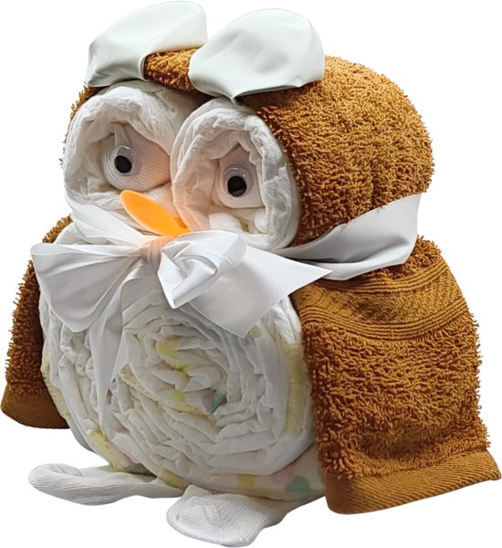 De Zoetebekjes - Luiertaart - Pampertaart - Kraamcadeau - Uiltjesknapper - Mokka van De Zoetebekjes