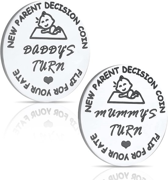Decision Making Coin - Dubbelzijdige Coin - Besluitvormingsmunt voor Nieuwe Ouders - Cadeaus voor Nieuwe Moeder en Vader - Baby Shower Cadeaus van Merkloos