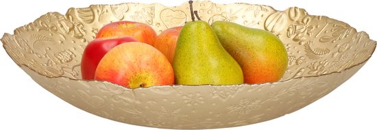 Decoratie schaal/fruitschaal - goud - glas - D40 cm - rond- kerst design van deco