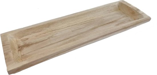Decoratieve houten schaal 76 cm - Tafeldecoratie en kunstplant decoratie van deco