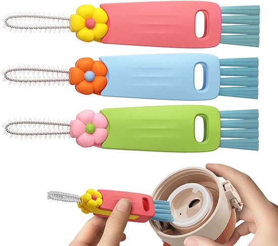 Deksel Borstel - Spleet Scrubber - Flessen Schoonmaken - Smal Spleetontwerp - 20 x 11 x 2 cm - Niet gespecificeerd