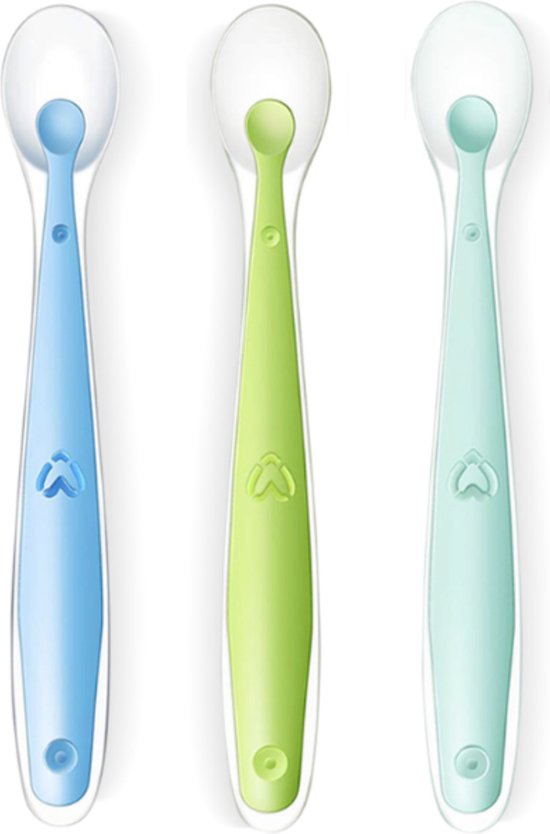 Delfts Roze - Baby lepeltjes - 3 stuks - Blauw, Groen & Mint - baby lepeltjes BPA vrij - baby bestek van Delfts Roze