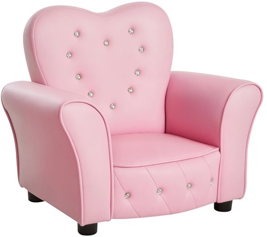 Delightness Kinderfauteuil - Kind - Stoeltje - Bankje - Hart Vormig - Kinderstoel - Kinderbank - Peuters - 59x41,5x49cm - Roze