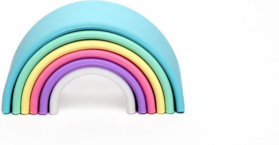 dëna 6-delige Speelgoedset Pastel regenboog silicone van Dena
