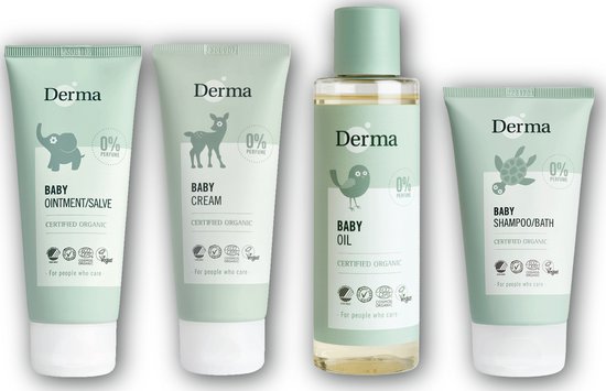Derma Baby pakket compleet - shampoo & lichaam + billenzalf + crème + olie van Derma