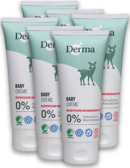 Derma Eco Baby - Crème - 0% Parfum en Allergievrij - Voordeelverpakking 6 x 100 ML - Hypoallergeen - Veganistisch van Derma
