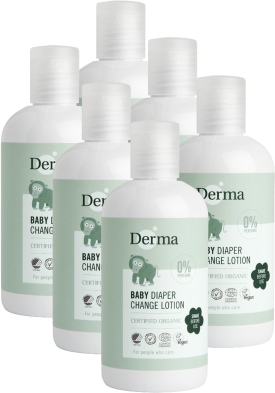 Derma Eco Baby Luierwissel Lotion - 3-in-1 - Parfumvrij - voor Gevoelige Babybilletjes - Hypoallergeen - 6 x 250 ml van Merkloos