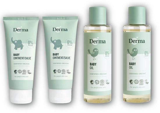 Derma Eco Baby pakket - 2 x babyolie + 2 x billenzalf van Derma