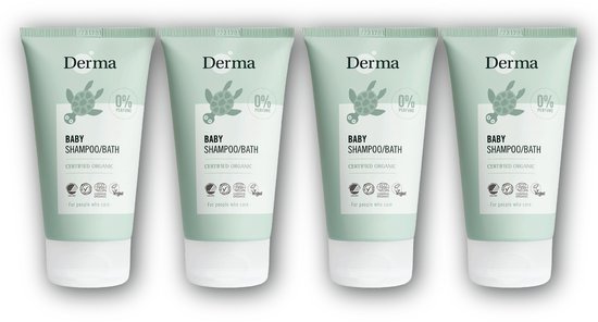 Derma Eco Baby pakket - Eco-friendly en Allergievrije Shampoo & Lichaam - Voordeelverpakking 4 x Shampoo & Lichaam- 150 ML - Hypoallergeen van Derma