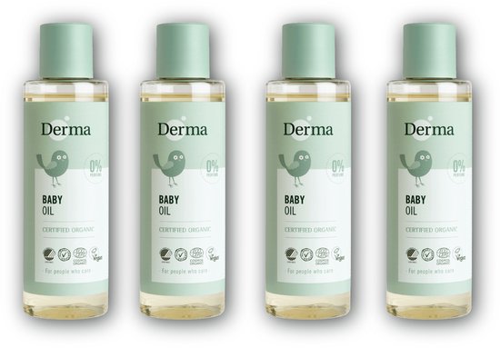Derma Eco Babyolie - Hypoallergeen - Parfumvrij - met Vitamine E - voor Gevoelige Babyhuid - 4 x 150 ml van Merkloos